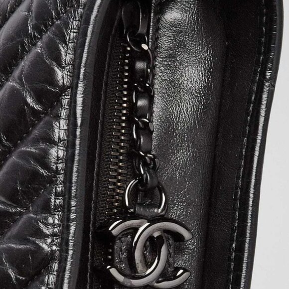 Chanel Black Chevron Quilted Leather So Black Medium Gabrielle Bag - Picture 6 of 10